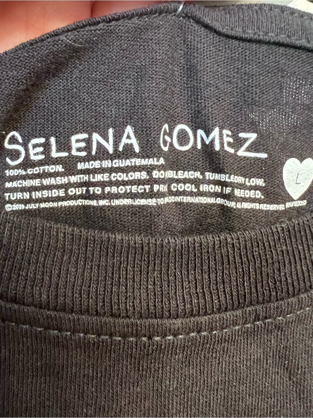 Selena Gomez Black Tee with Pink Heart Graphic - Picture 3 of 5